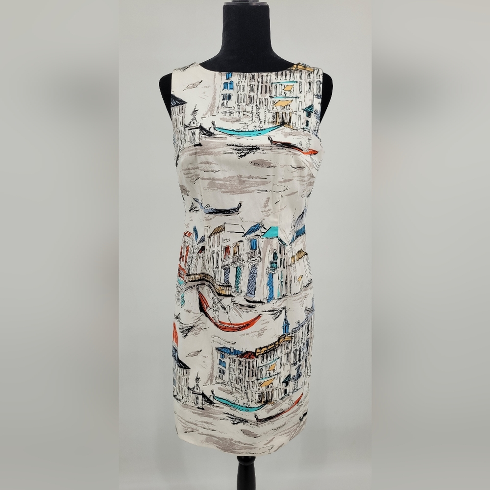 Leslie Fay Novelty Travel Sheath Dress Women's Size 6